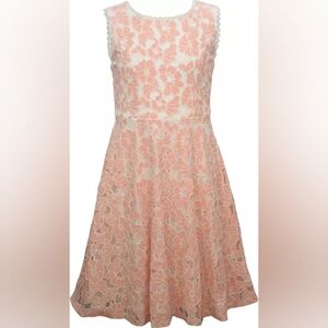 Bonnie Jean Pink and Cream Floral Lace Dress
